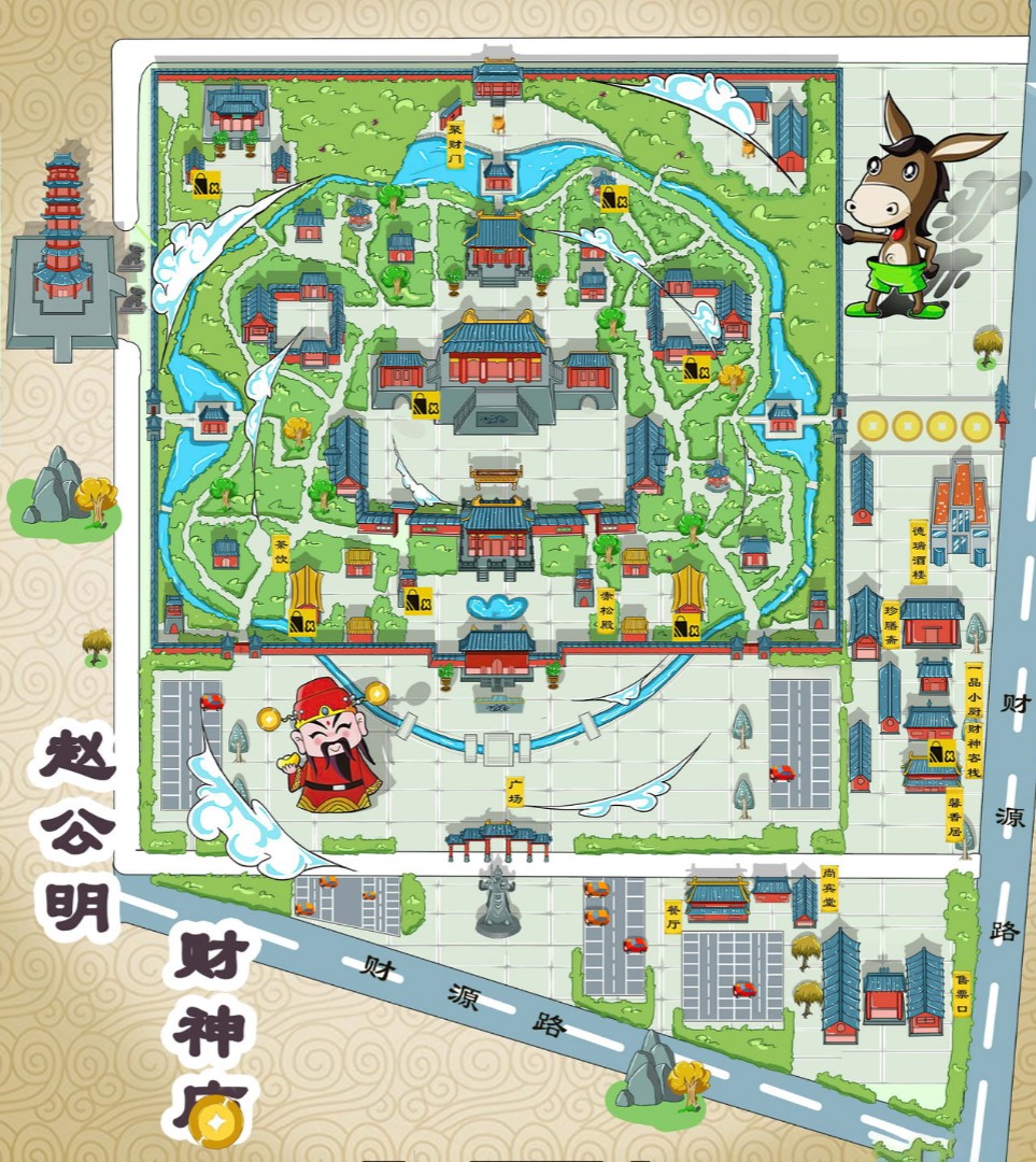 巫山寺庙类手绘地图